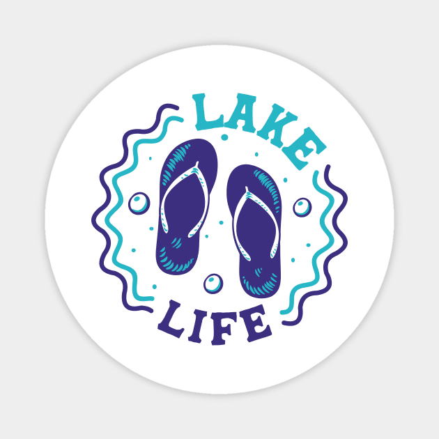 Lake Life // Fun Summer Flip Flop Badge Magnet by SLAG_Creative